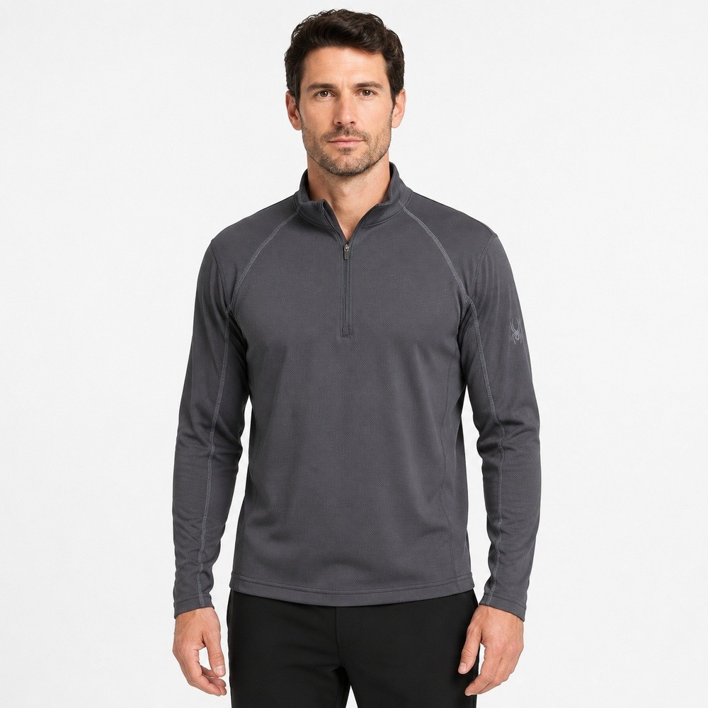 Spyder Men's L Charcoal Quarter Zip Performance Shirt Long Sleeve Athletic